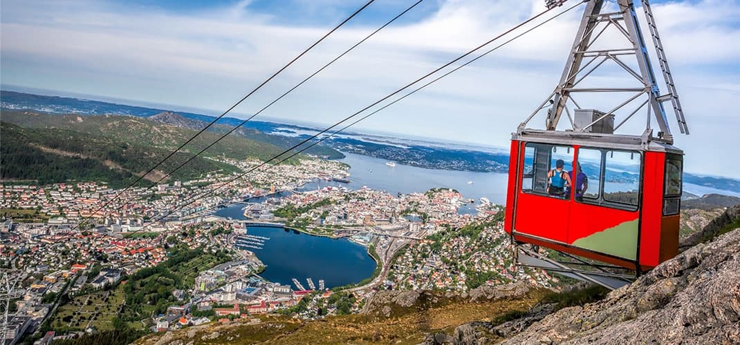 Fløibanen Funicular overlooking Bergen, Norway