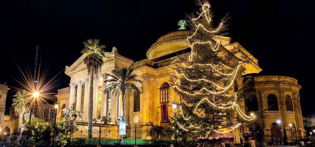 Massimo Theatre at Christmas, Palermo, Sicily, Italy